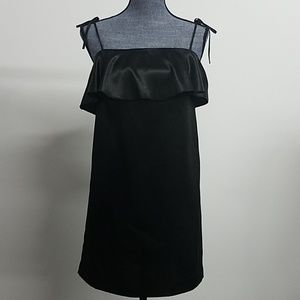 Silky ruffle detail mini dress